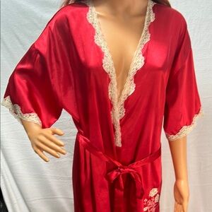 Secret Treasures Red Lace Kimono Robe